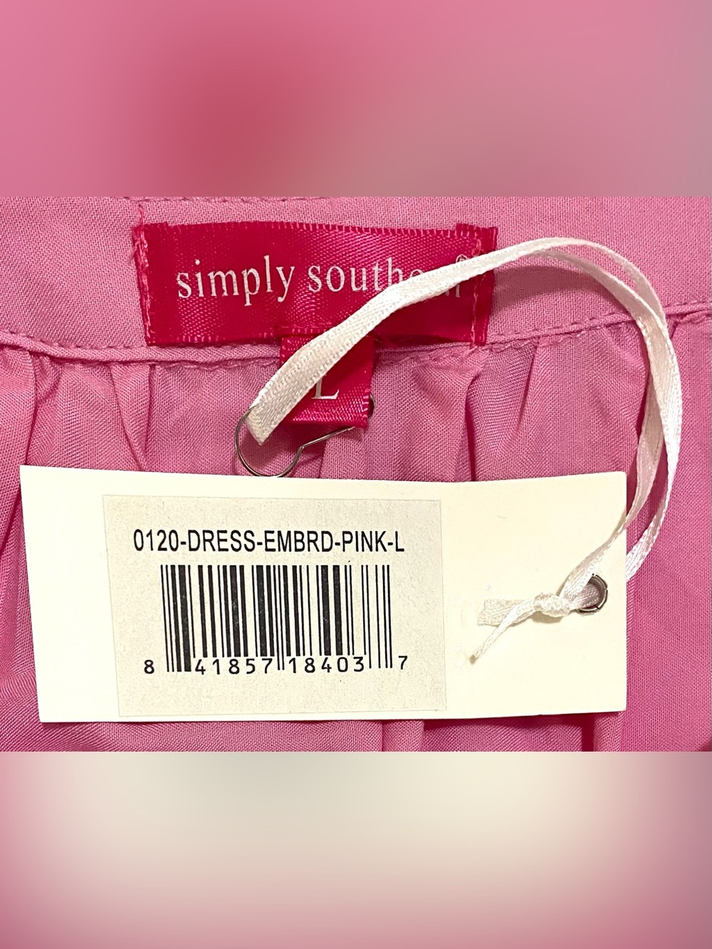 Simply Southern Womens L Pink Embroidered Pineapple Dress Boho Coastal Summer - Picture 12 of 14